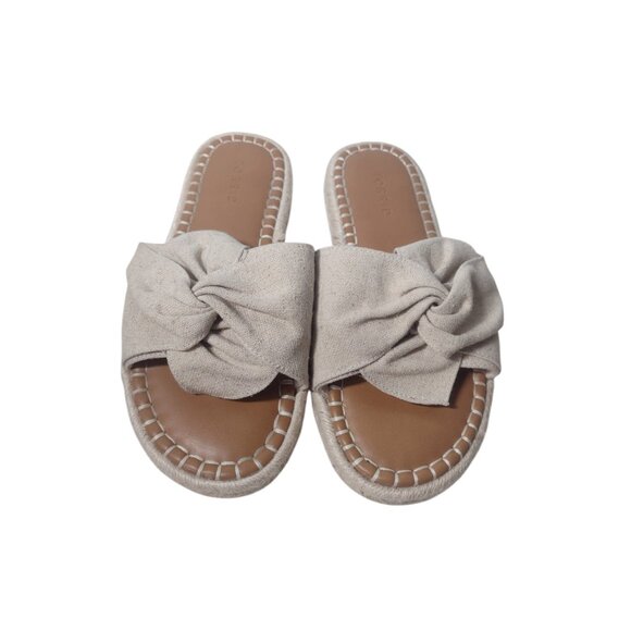 Torrid Burlap Espadrille Slip On Twist Sandals 7.5WW Beige Beach Travel Resort - Picture 2 of 6